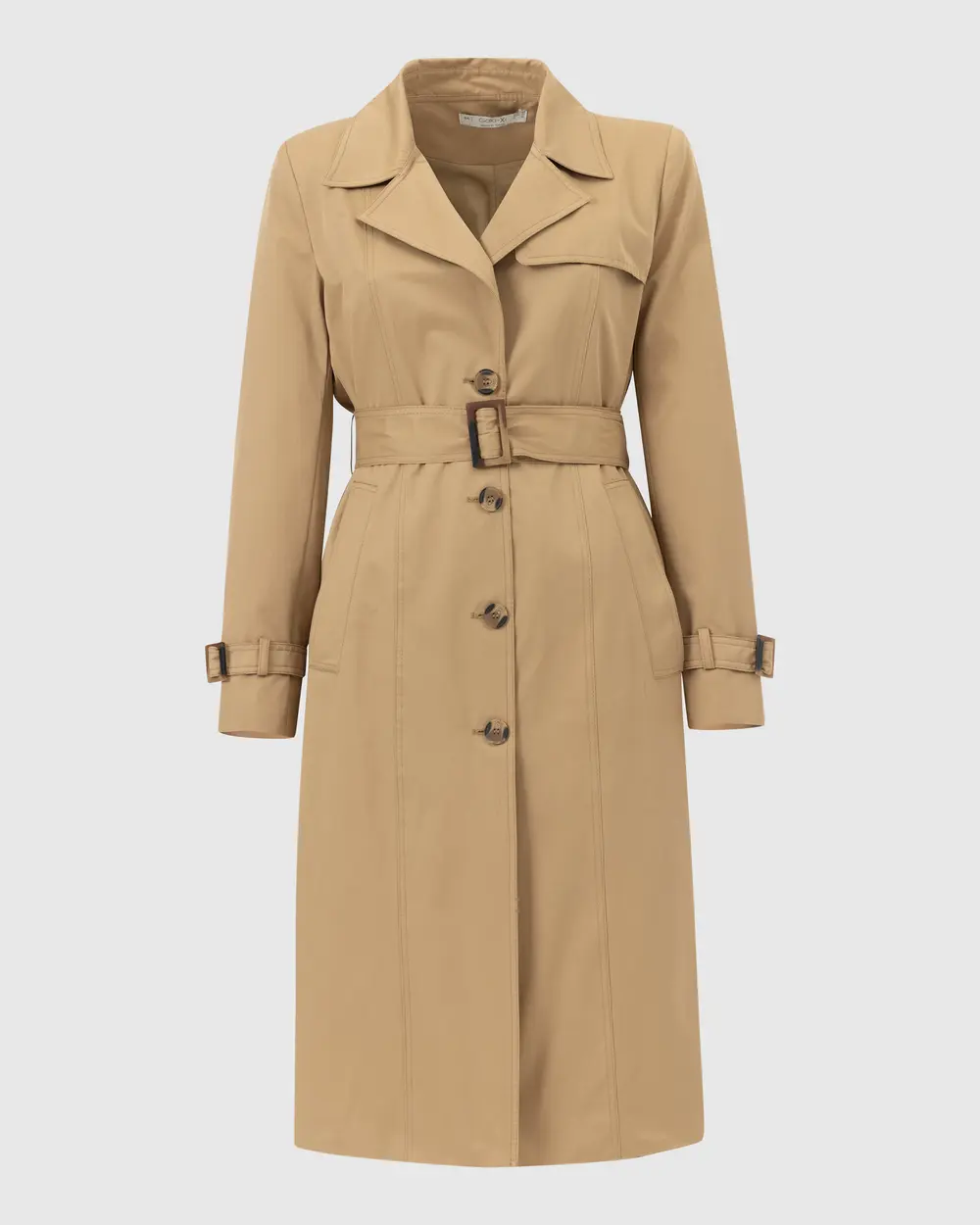 Plus Size Button Detailed Trench Coat with Pockets