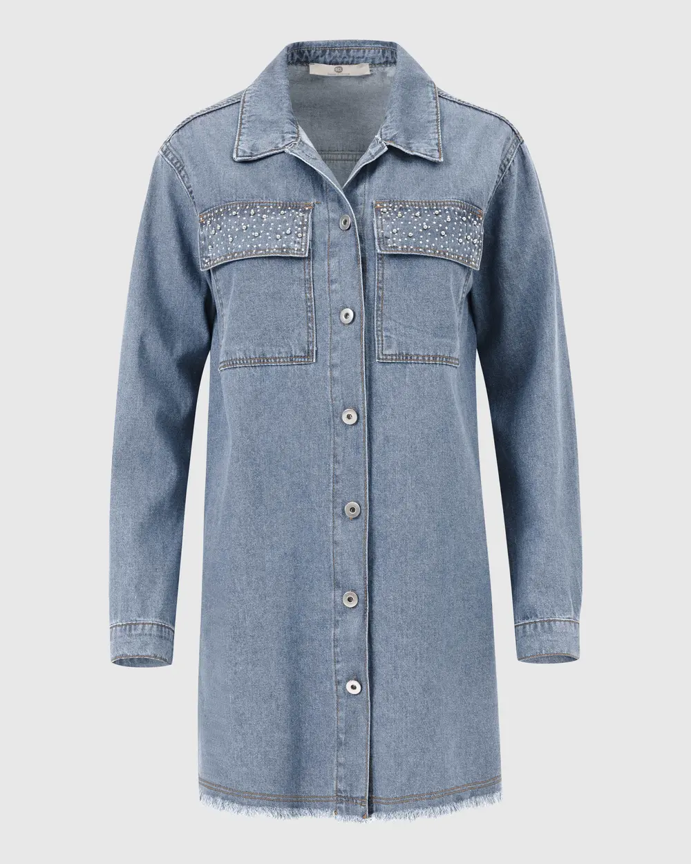 Jean Shirt Tunic with Stone Buttons