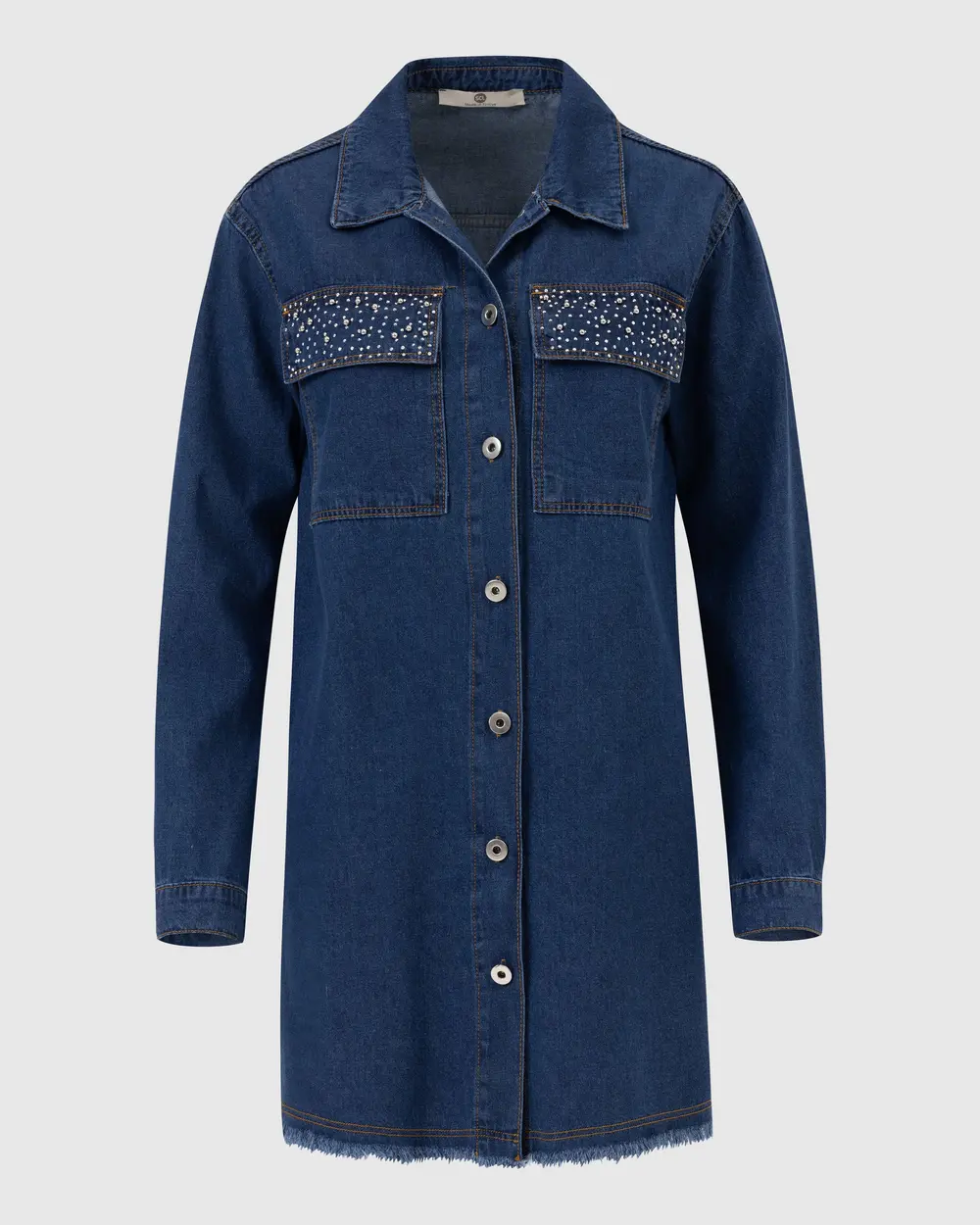 Jean Shirt Tunic with Stone Buttons