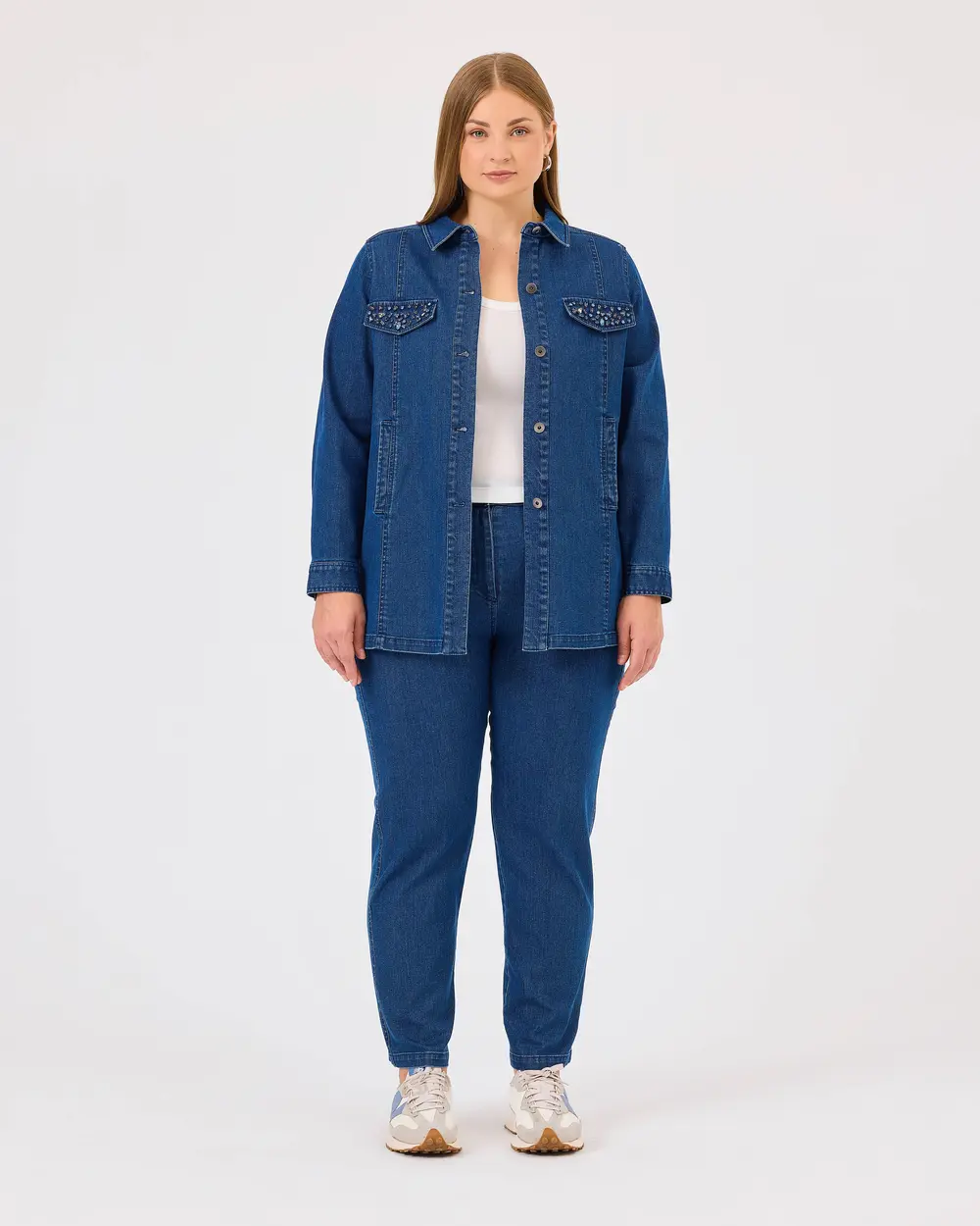 Plus Size Stoned Jean Jacket