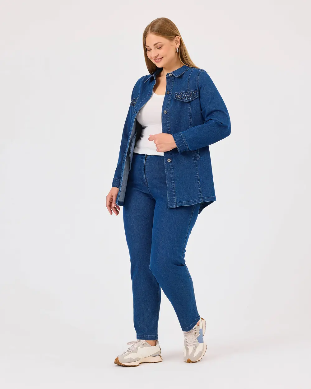 Plus Size Stoned Jean Jacket