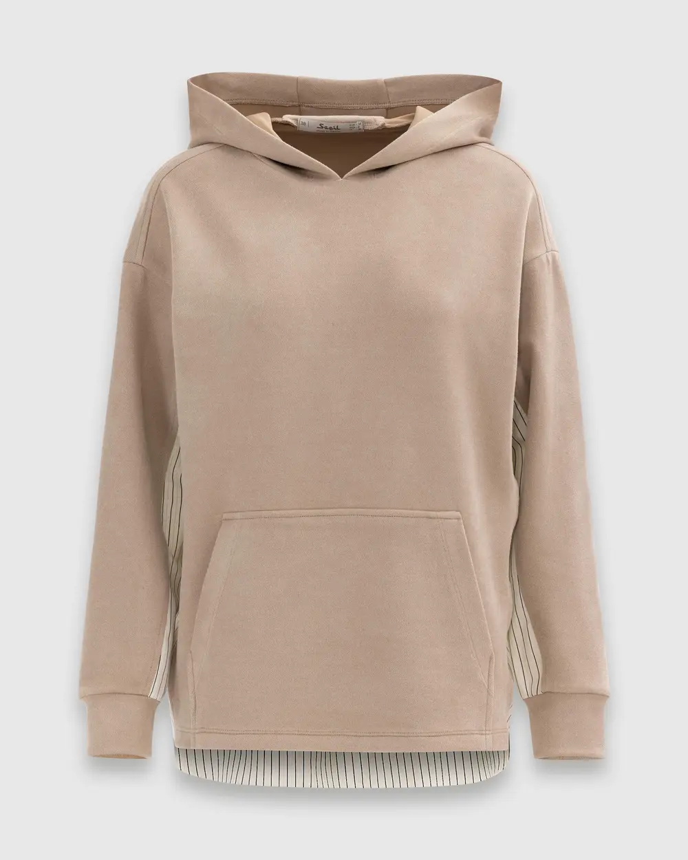 Kapüşonlu Sırt Detaylı Cepli Sweatshirt