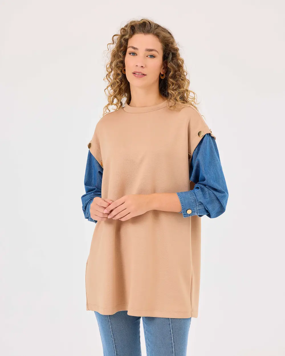 Double Fabric Low Sleeve Sweatshirt