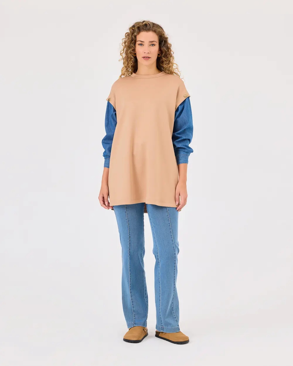 Double Fabric Low Sleeve Sweatshirt