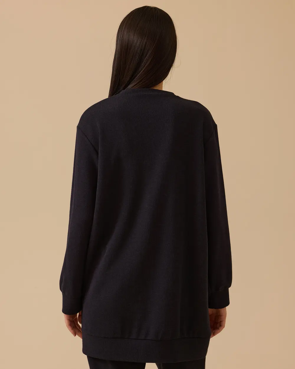 Fermuar Detaylı Yuvarlak Yaka Sweatshirt