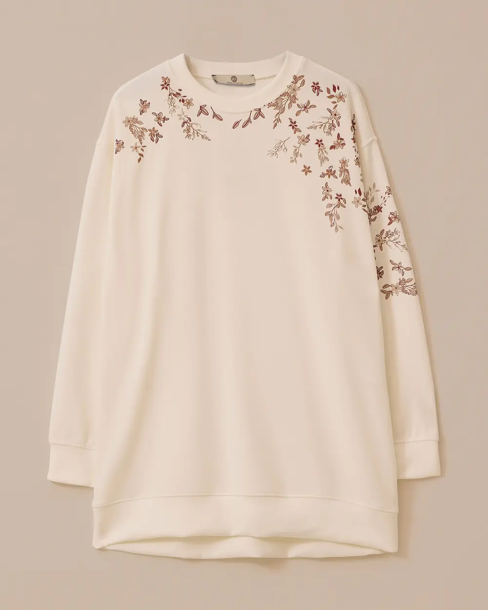 Yuvarlak Yaka Nakış Detaylı Sweatshirt