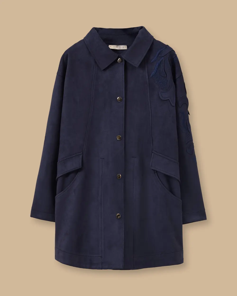 Plus Size Shirt Collar Suede Cap with Snap Buttons