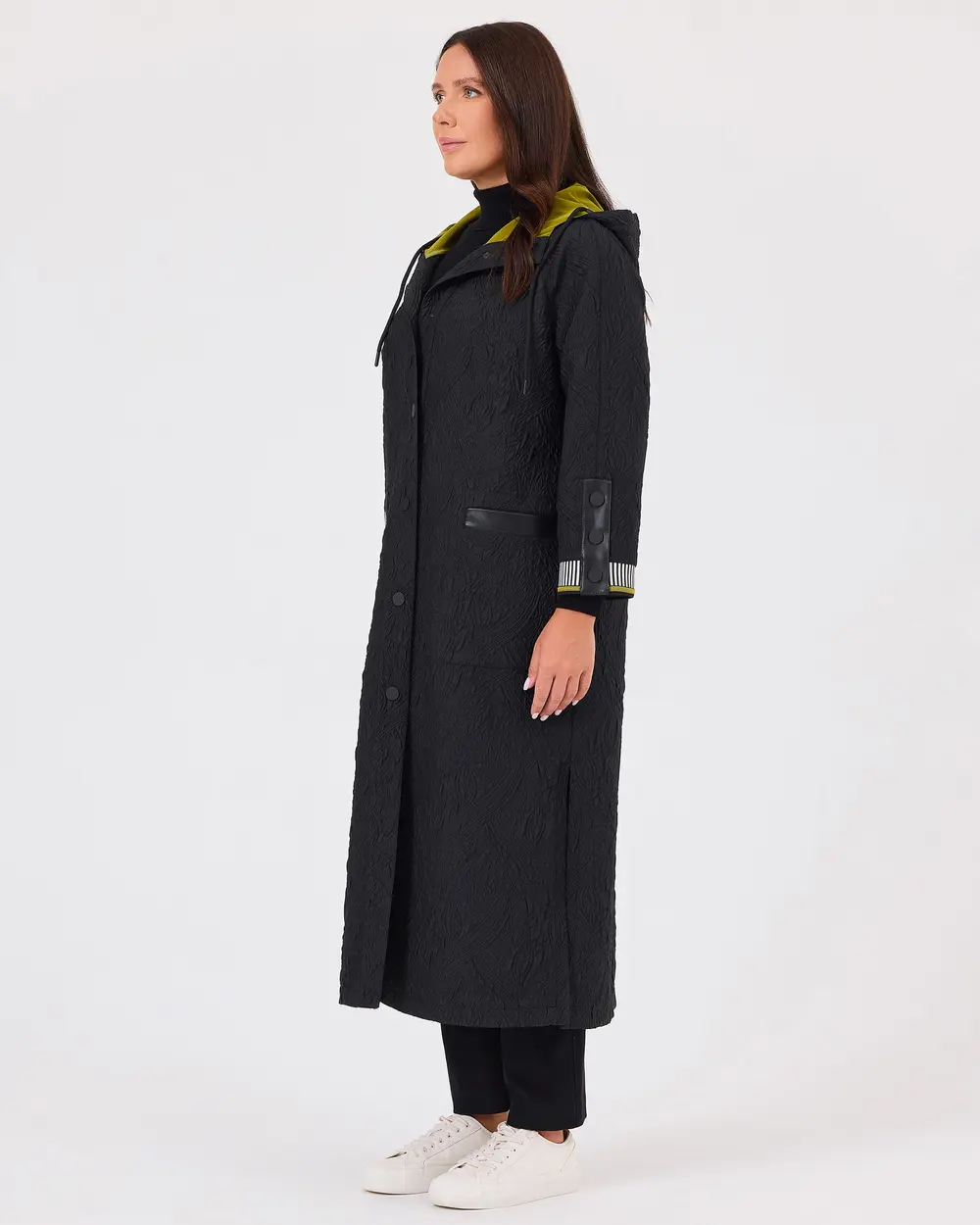 Plus Size Patterned Hooded Overcoat