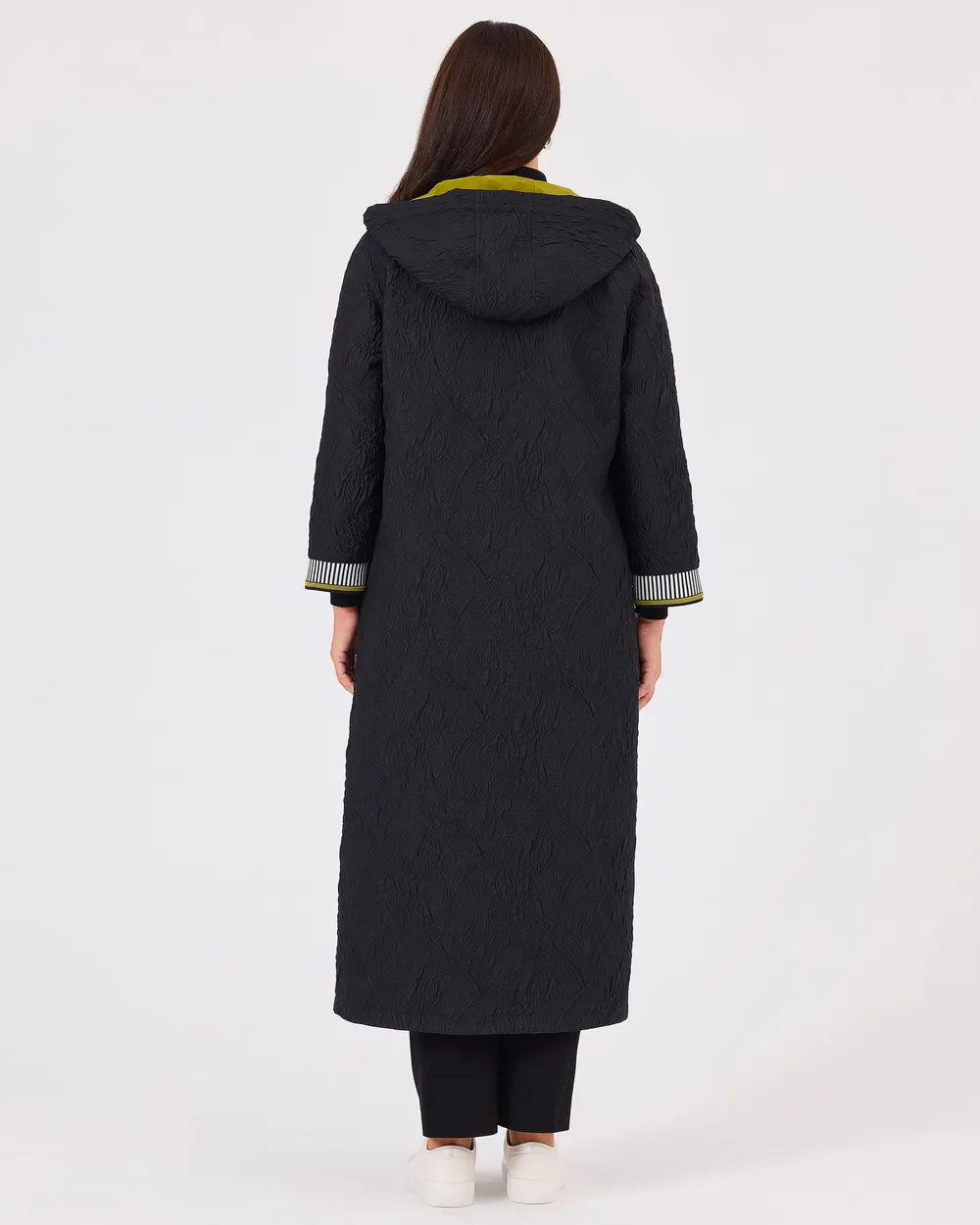 Plus Size Patterned Hooded Overcoat