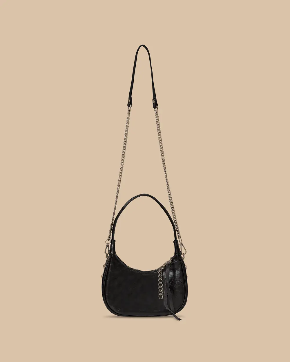 Faux Leather Shoulder Bag with Chain Strap