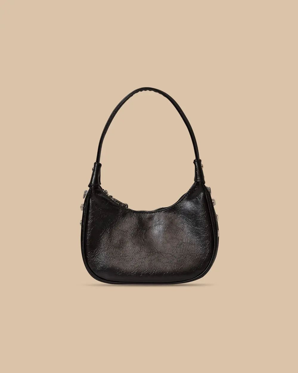 Faux Leather Shoulder Bag with Chain Strap