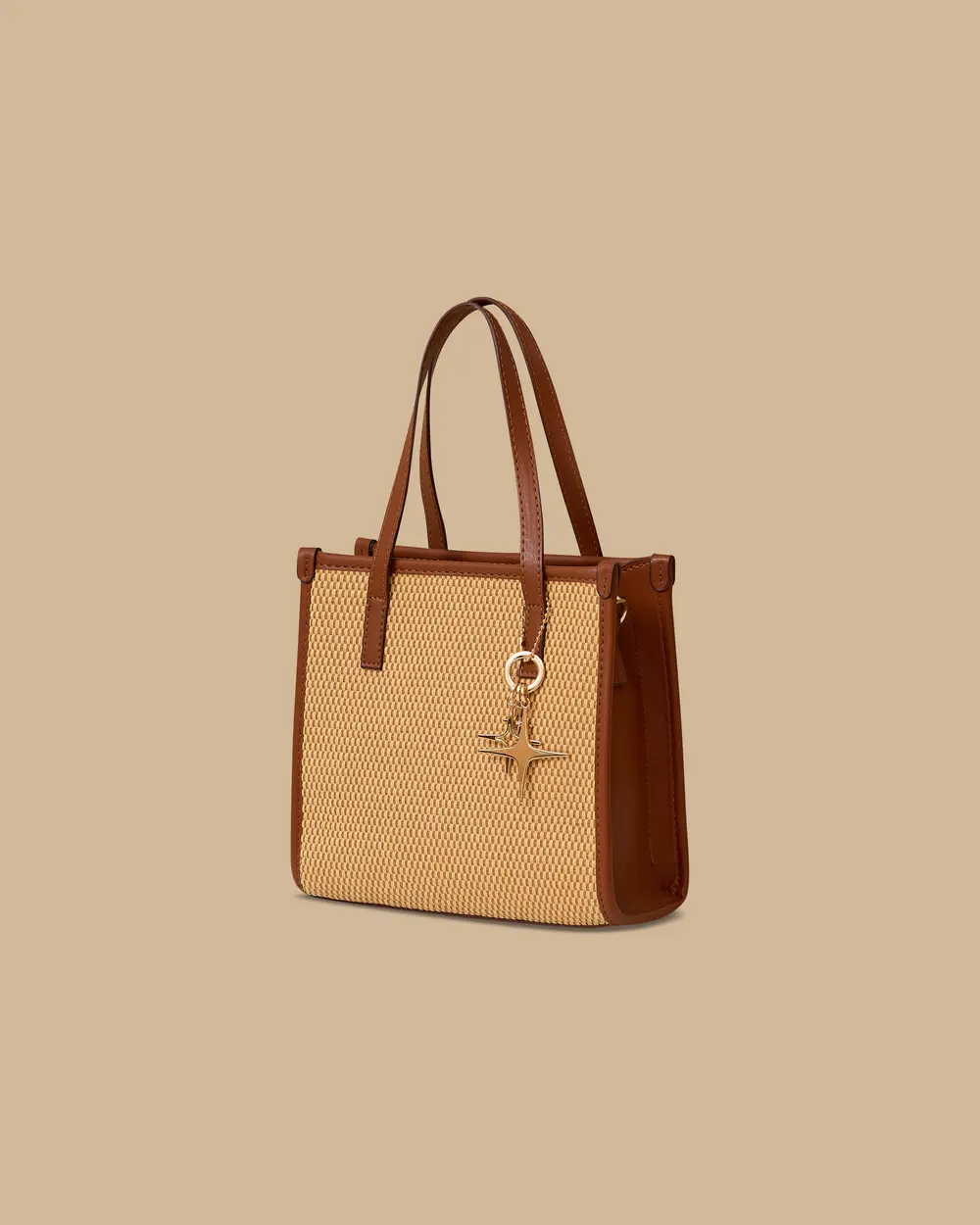 Straw Look Faux Leather Detailed Accessory Bag