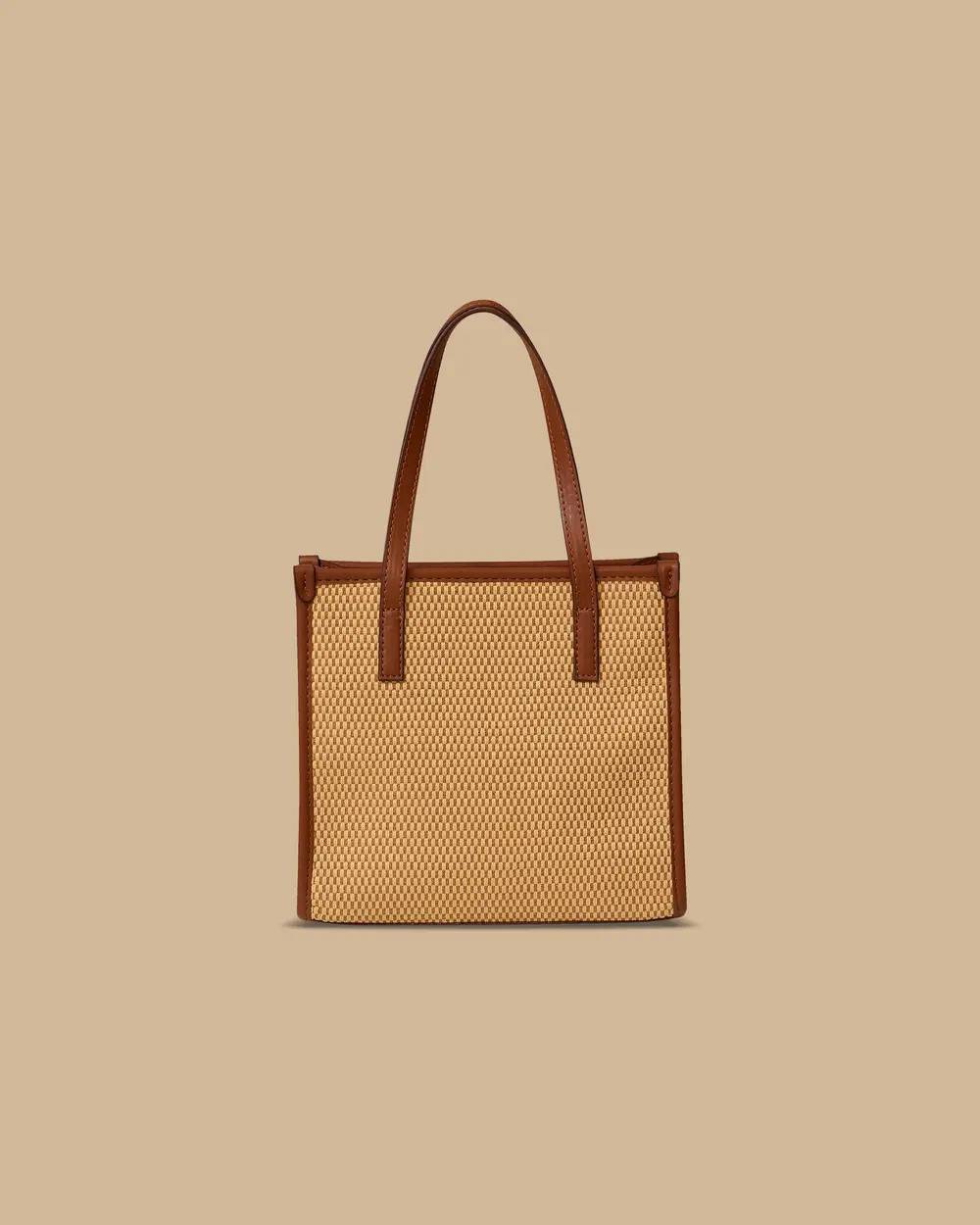 Straw Look Faux Leather Detailed Accessory Bag