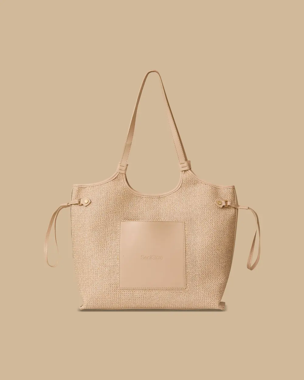 Suni Deri Cep Detaylı Omuz Çantası