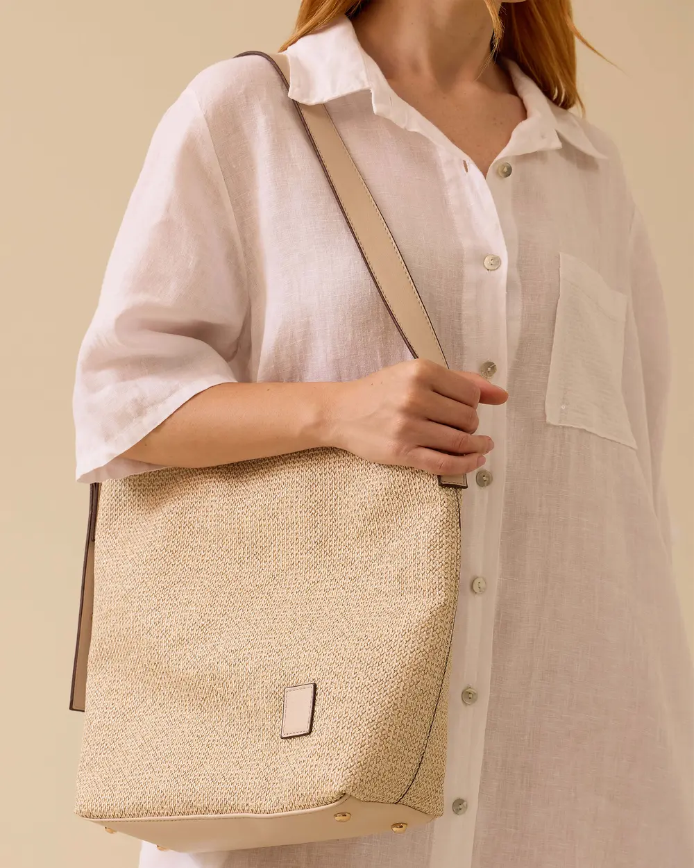 Straw Textured Shoulder Bag
