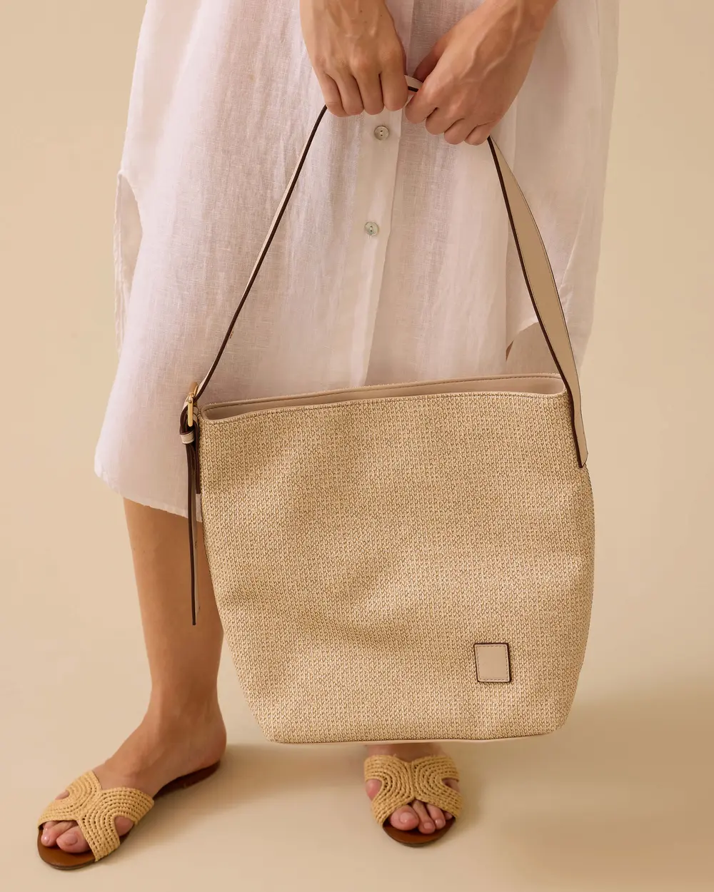 Straw Textured Shoulder Bag