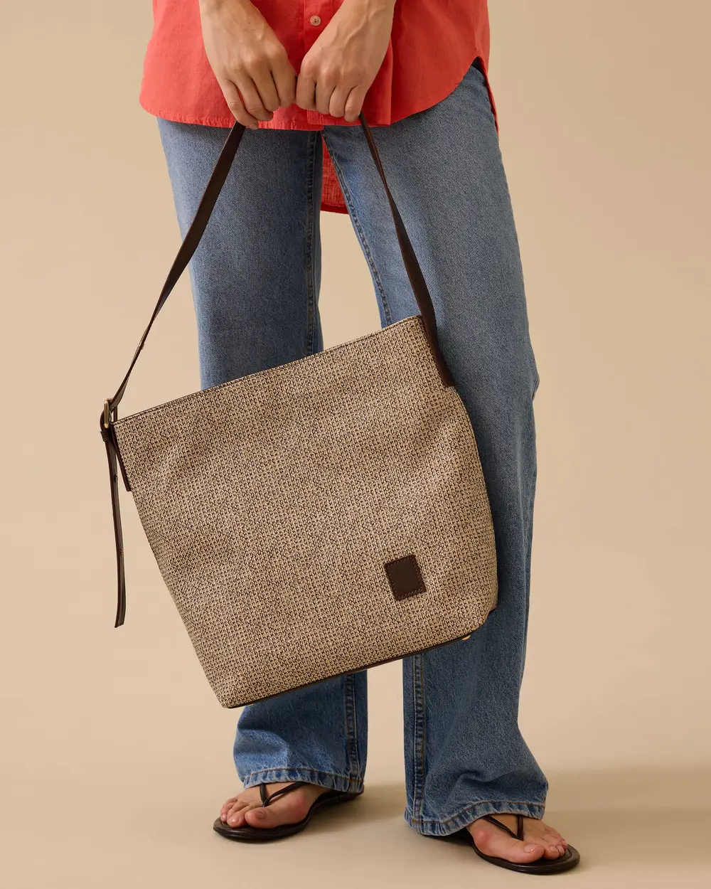 Straw Textured Shoulder Bag