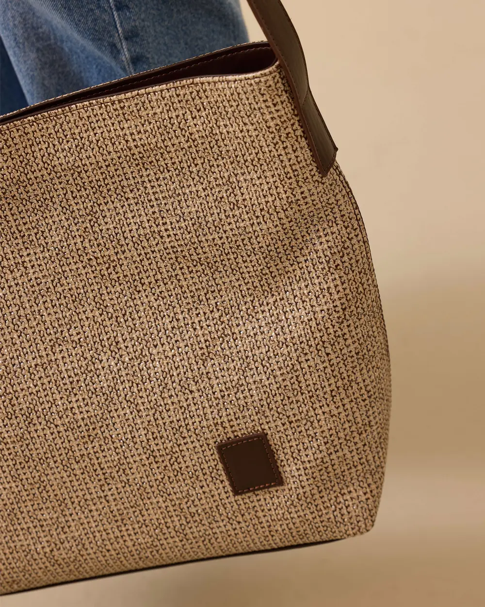 Straw Textured Shoulder Bag