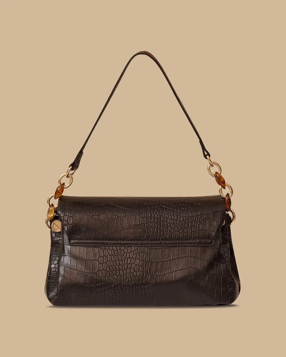 Kroko Desenli Zincir Detaylı Askılı Çanta