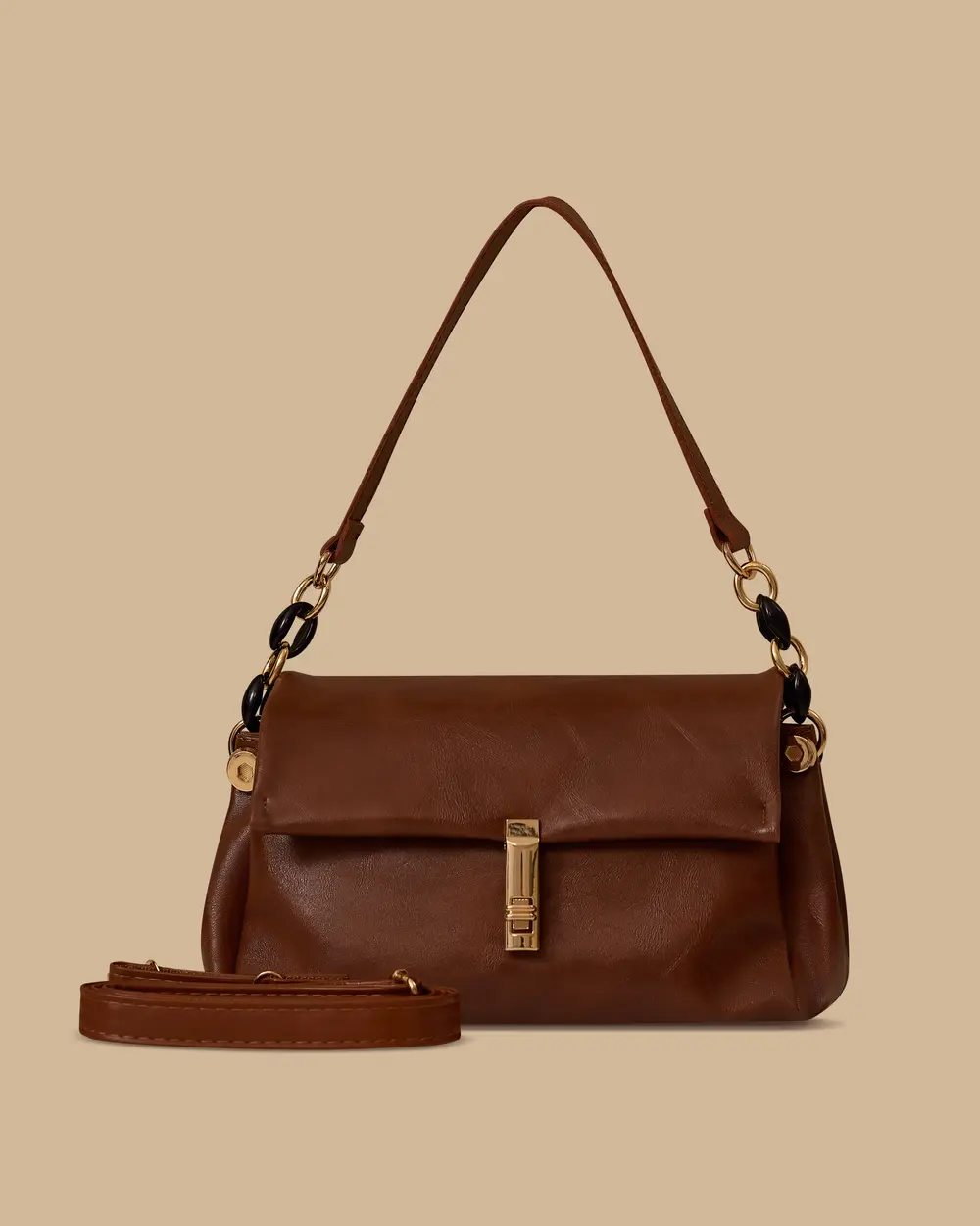 Kroko Desenli Zincir Detaylı Askılı Çanta