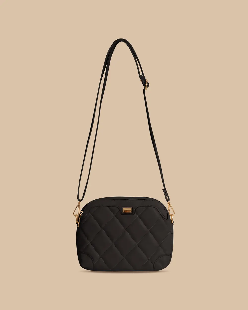 Kapitone Desenli Fermuarlı Omuz Çantası