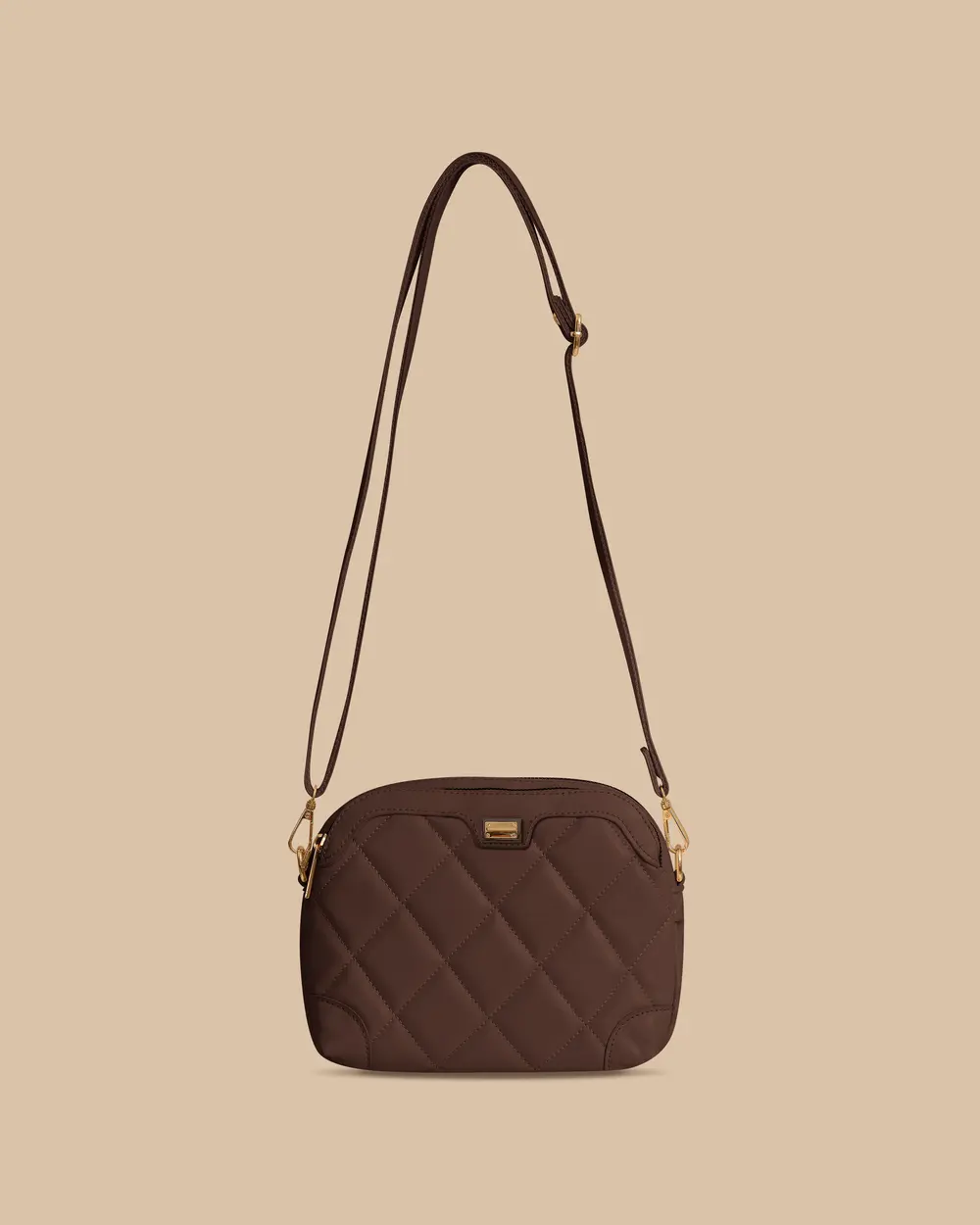 Kapitone Desenli Fermuarlı Omuz Çantası