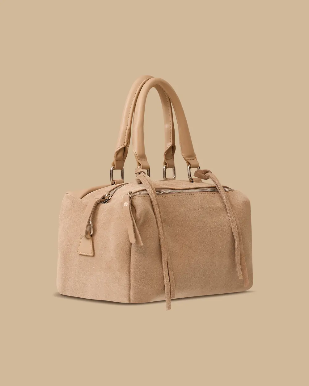 Çift Fermuarlı Püskül Detaylı Çanta