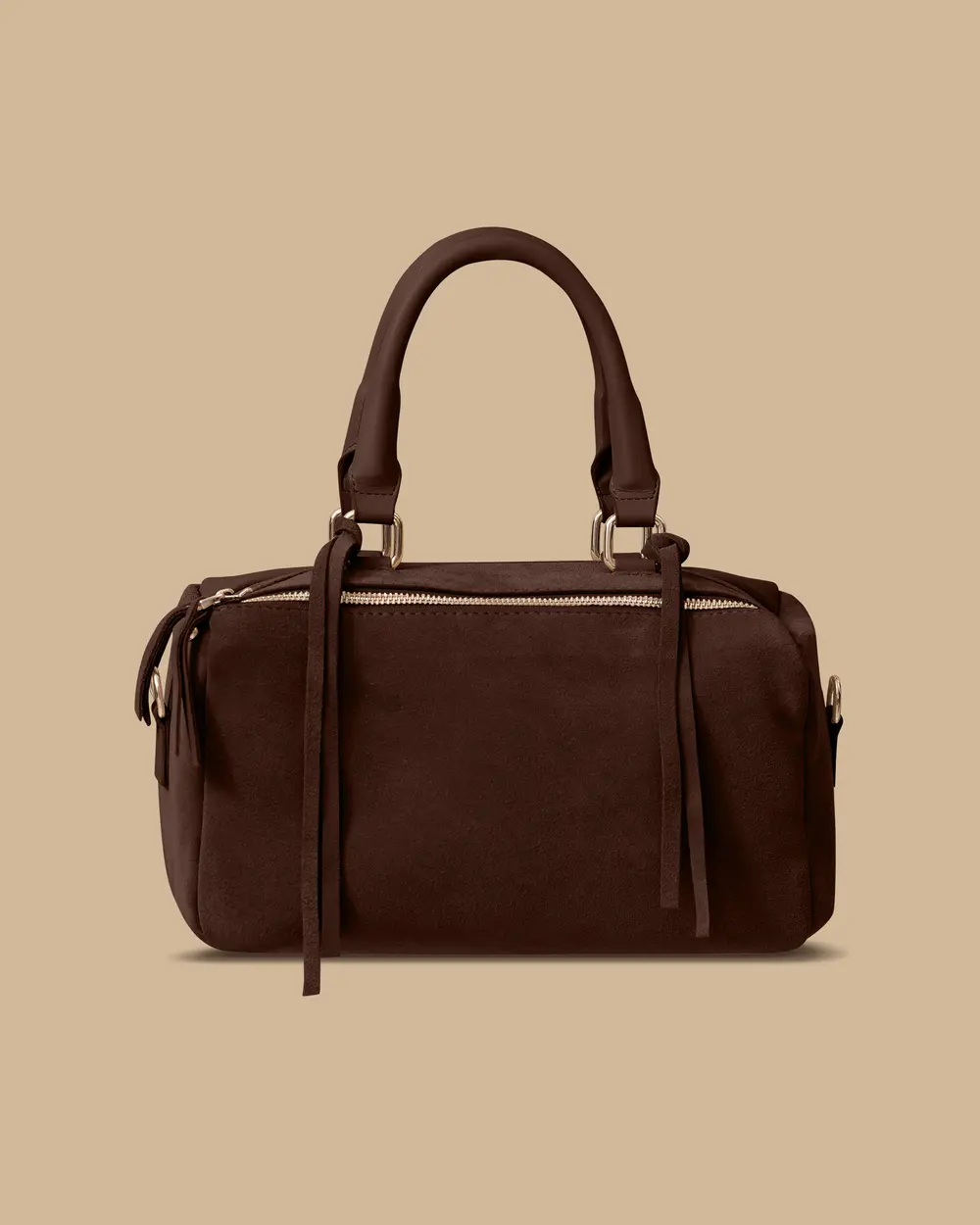 Çift Fermuarlı Püskül Detaylı Çanta