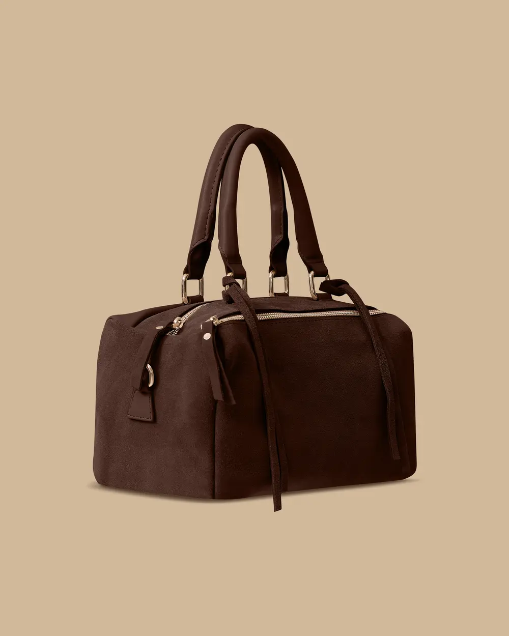 Çift Fermuarlı Püskül Detaylı Çanta