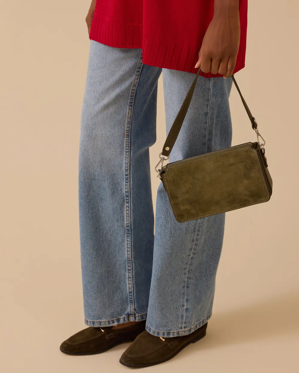 Fermuarlı Suni Deri Detaylı Çanta