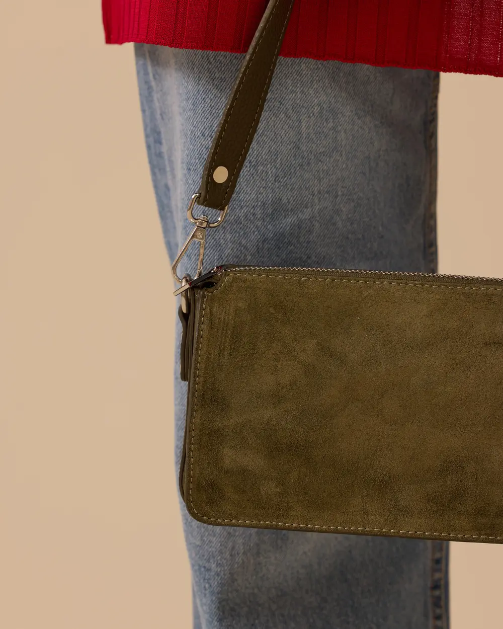 Fermuarlı Suni Deri Detaylı Çanta