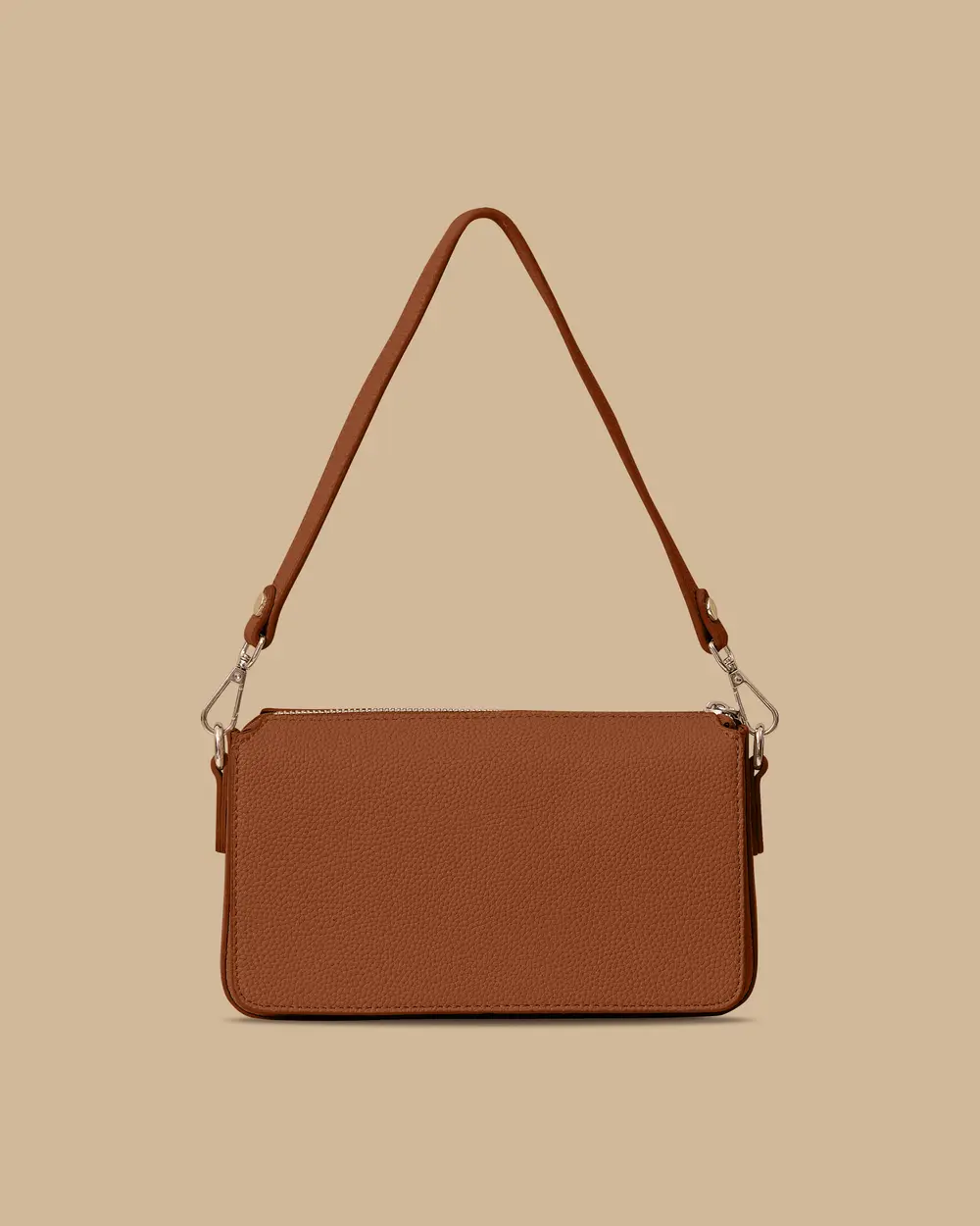 Fermuarlı Suni Deri Detaylı Çanta