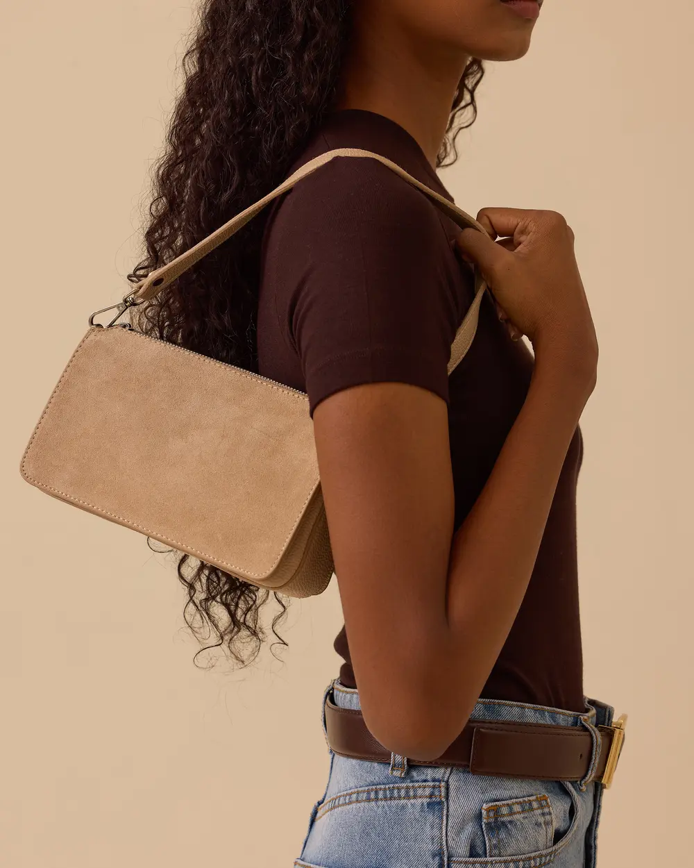 Fermuarlı Suni Deri Detaylı Çanta