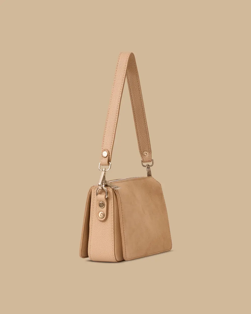 Fermuarlı Suni Deri Detaylı Çanta