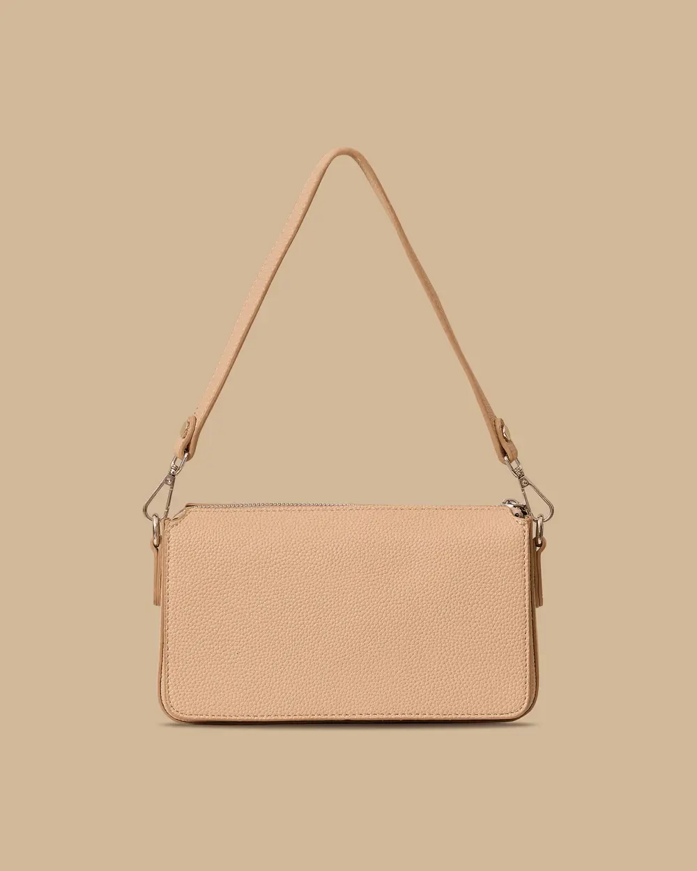 Fermuarlı Suni Deri Detaylı Çanta