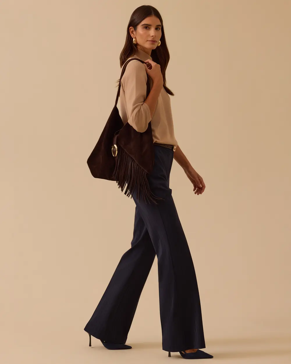 Püskül Detaylı Süet Çanta