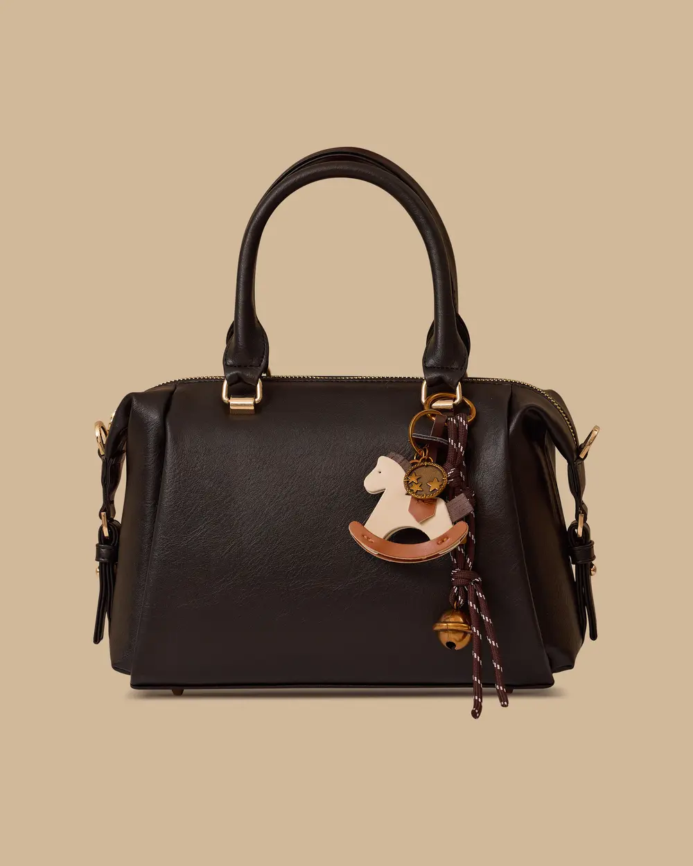 Aksesuarlı Tek Fermuarlı Omuz Çantası