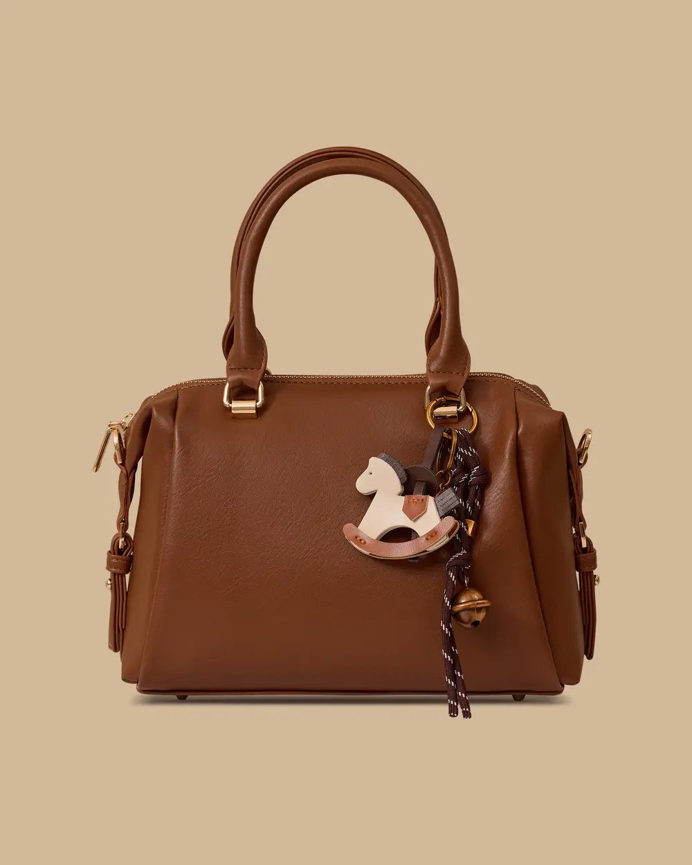 Aksesuarlı Tek Fermuarlı Omuz Çantası