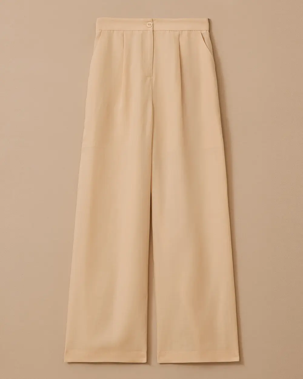 Linen Look Pleated Wide Leg Trousers