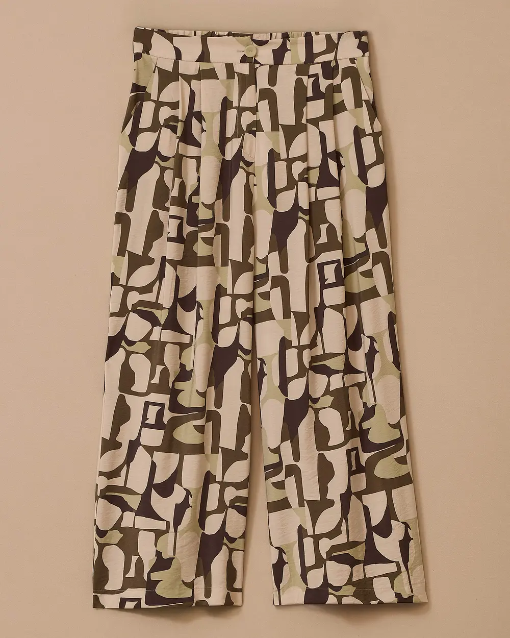 Desenli Geniş Paça Cepli Pantolon
