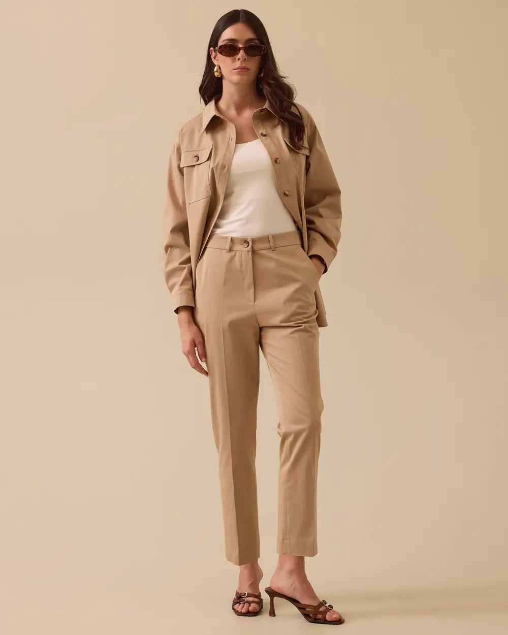 Cepli Düğmeli Bilek Boy Pantolon