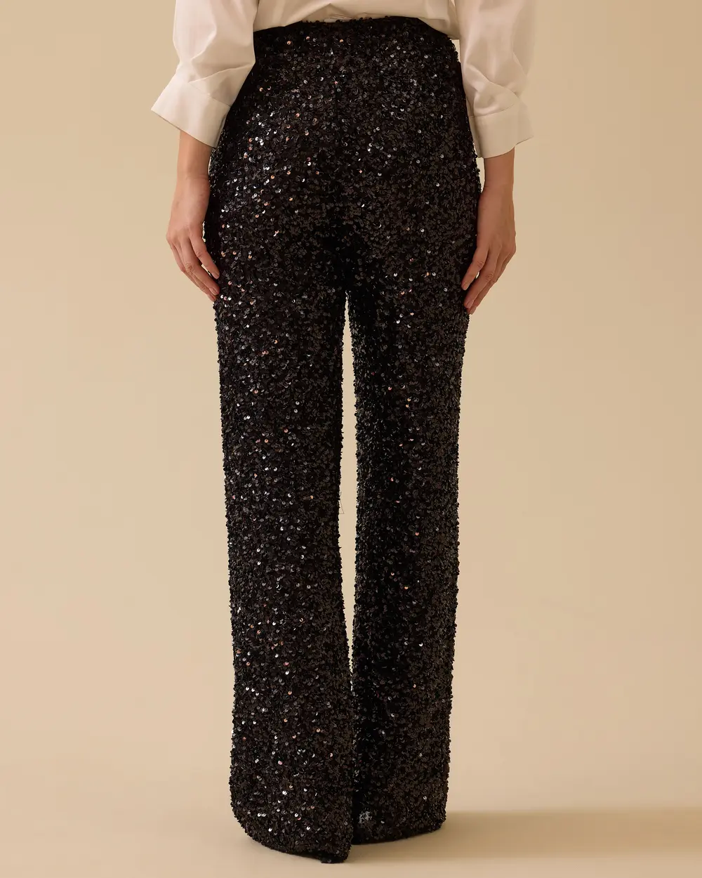 Sequin Embroidered Wide Leg Pants