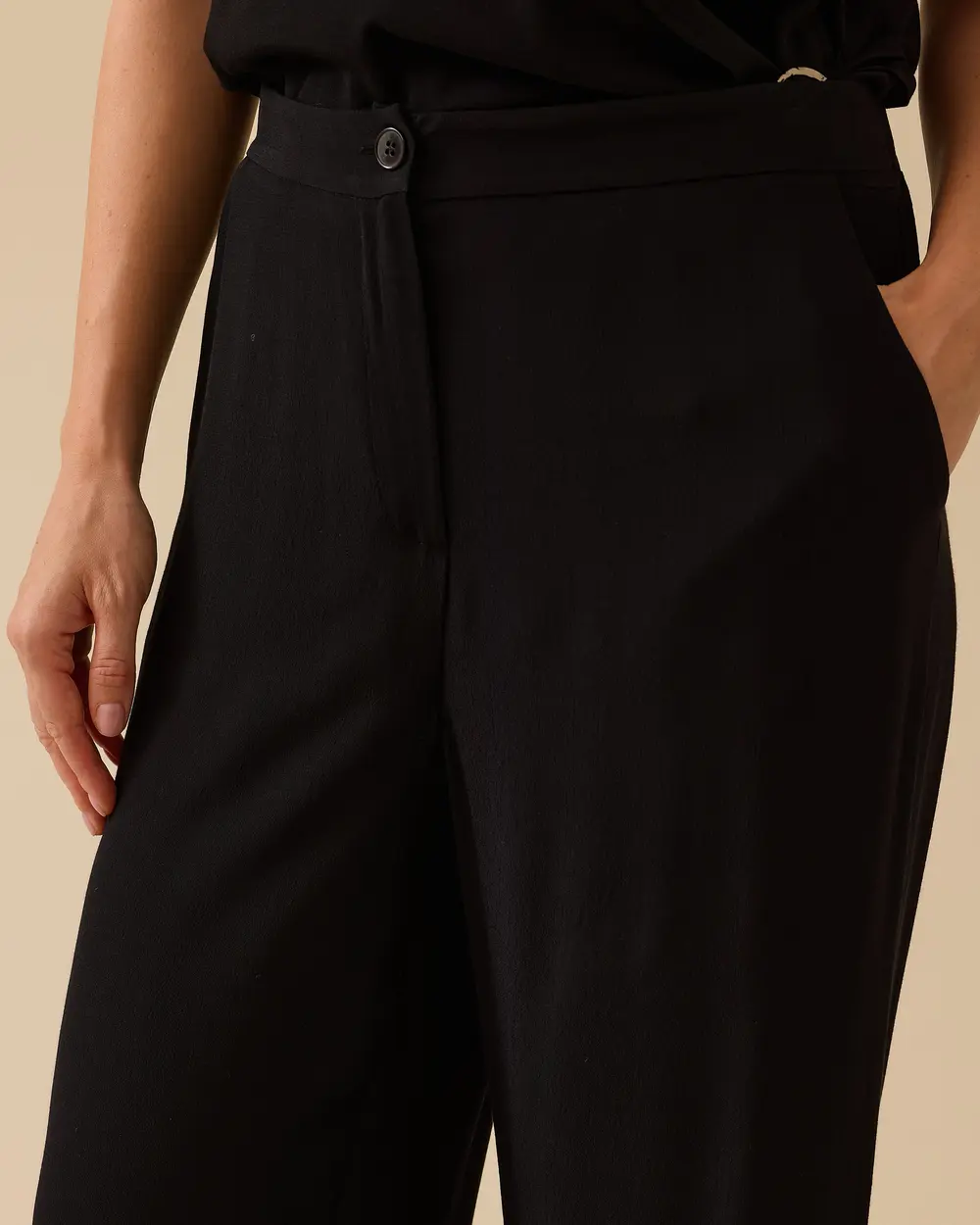 Tek Düğmeli Bol Paça Pantolon