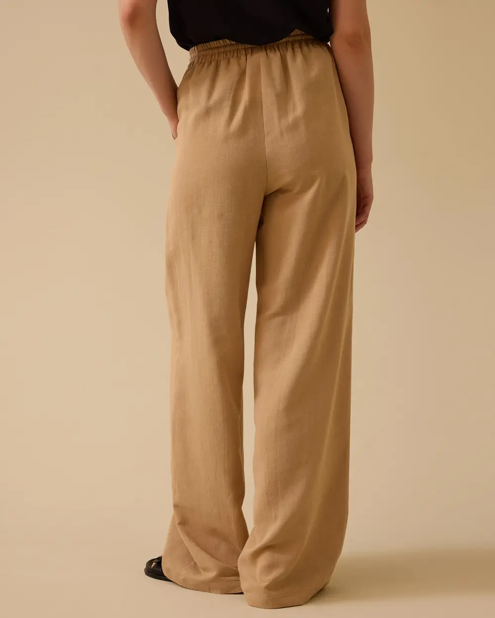 Lace-up Wide Leg Linen Trousers