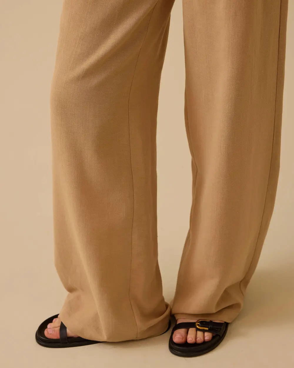 Lace-up Wide Leg Linen Trousers