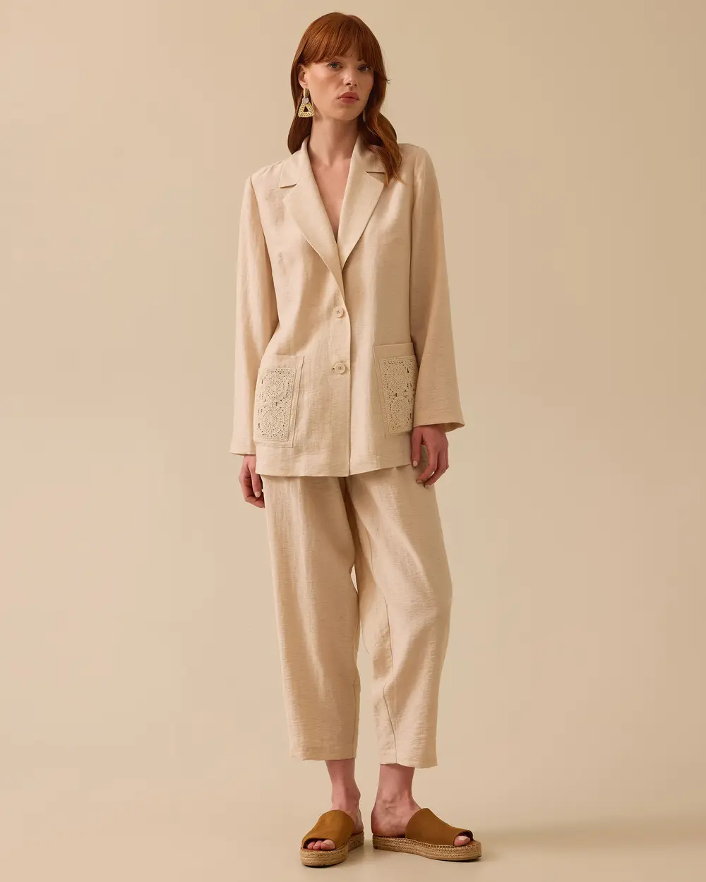 Linen Look Ankle Length Pants