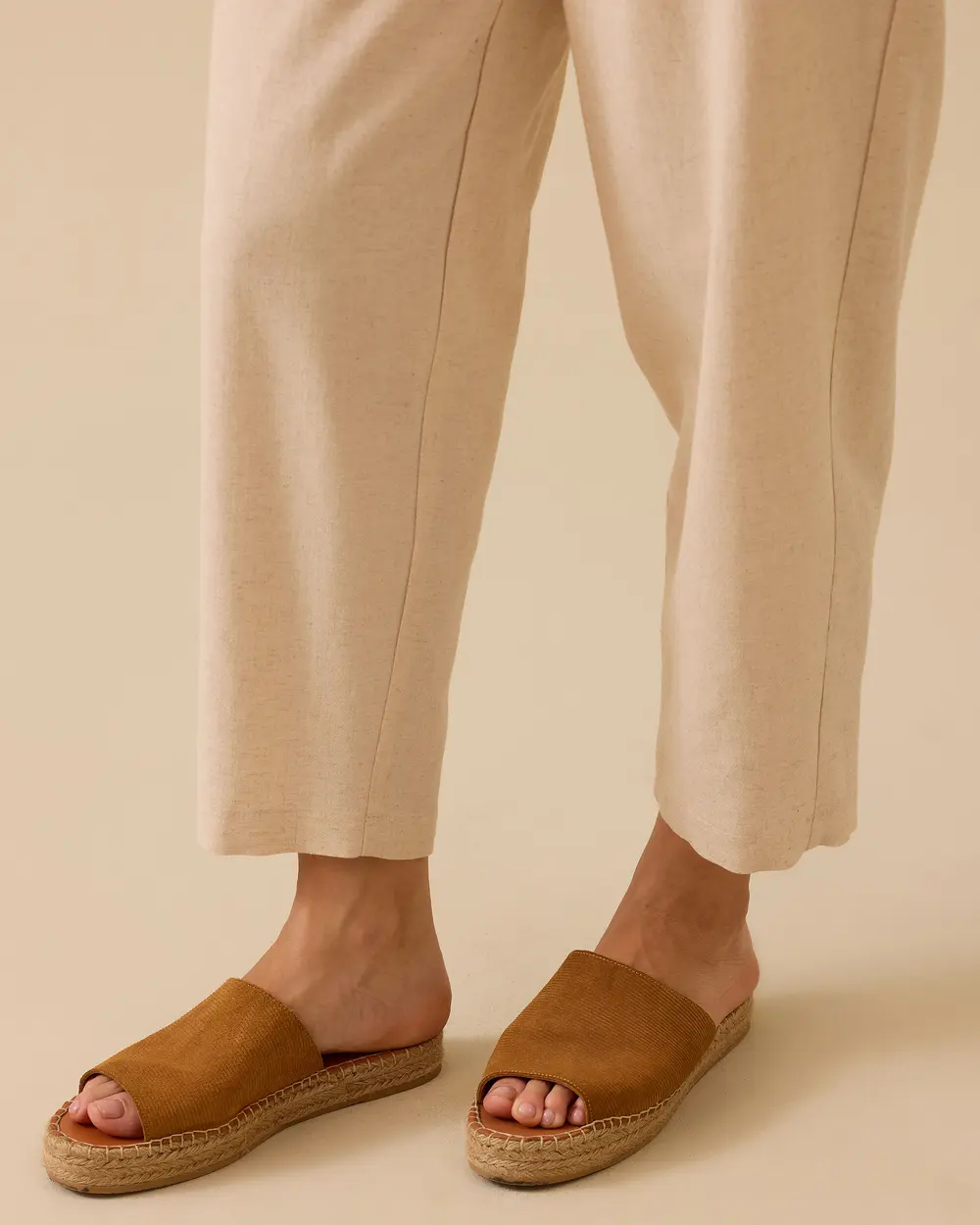 Linen Look Ankle Length Pants