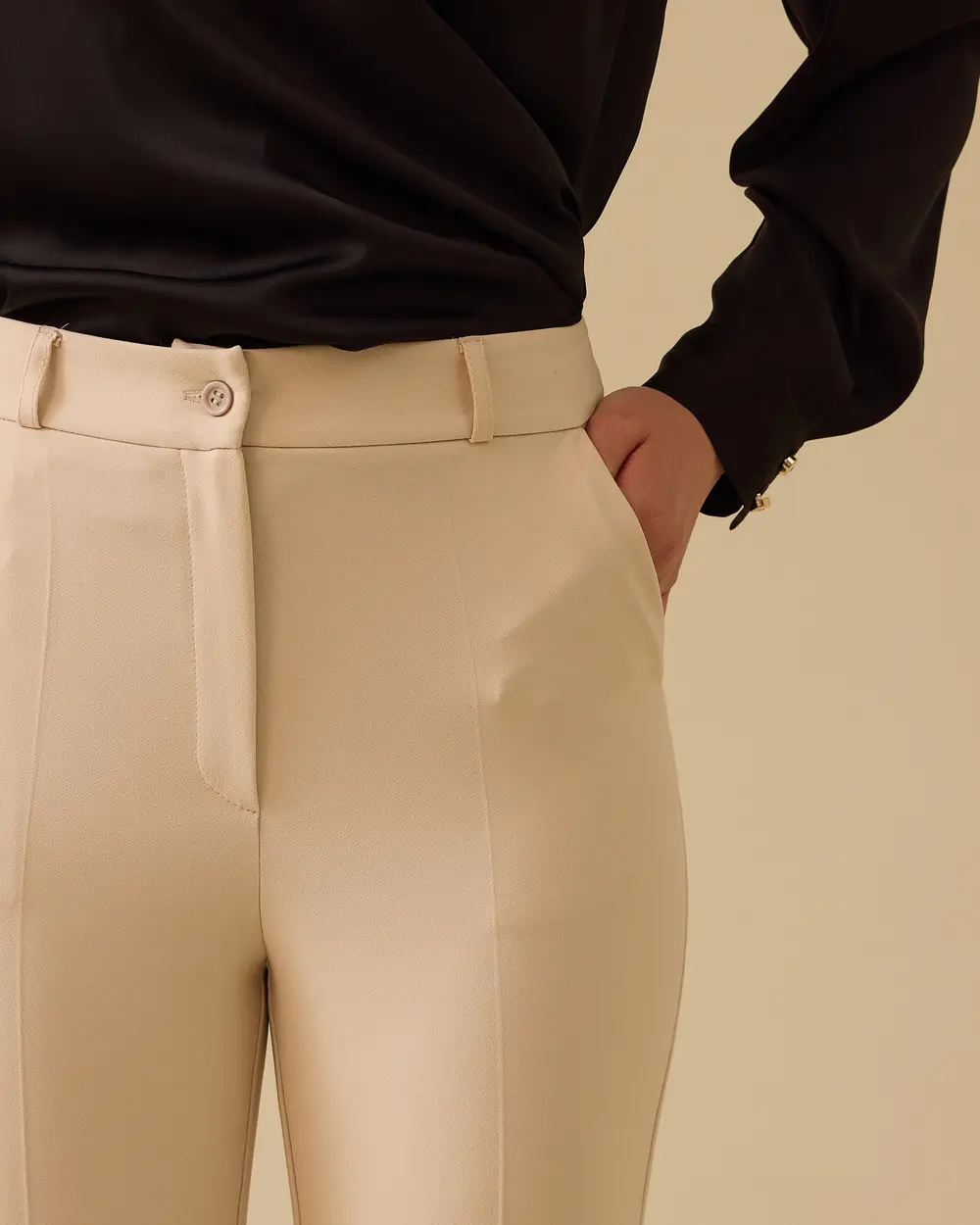 Buttoned Trousers with Slit Detail
