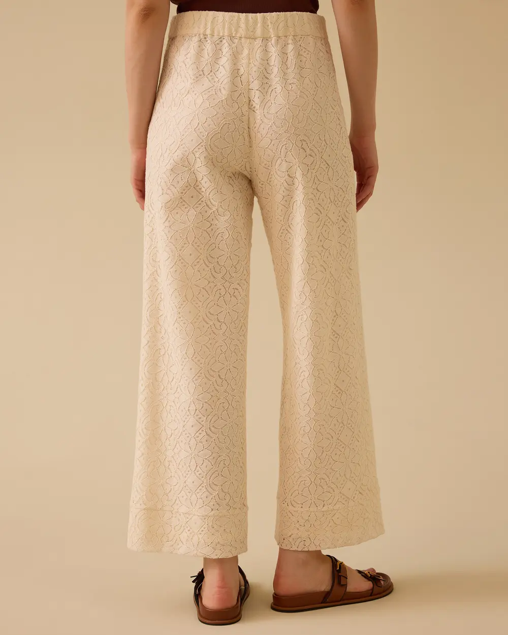 Lace Textured Wide Leg Trousers