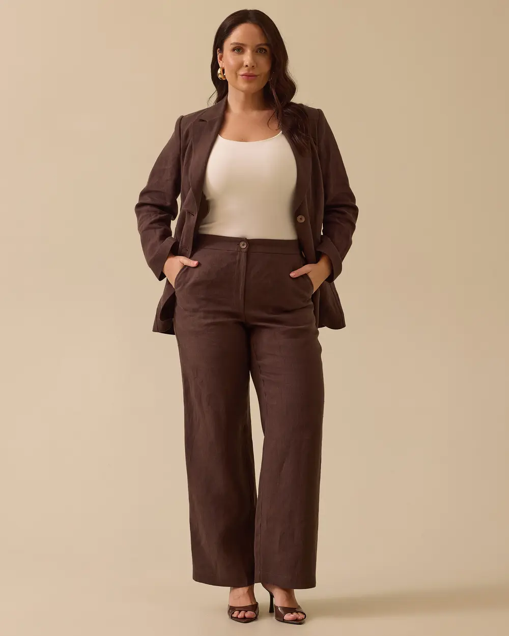 Plus Size Wide Leg Linen Pants